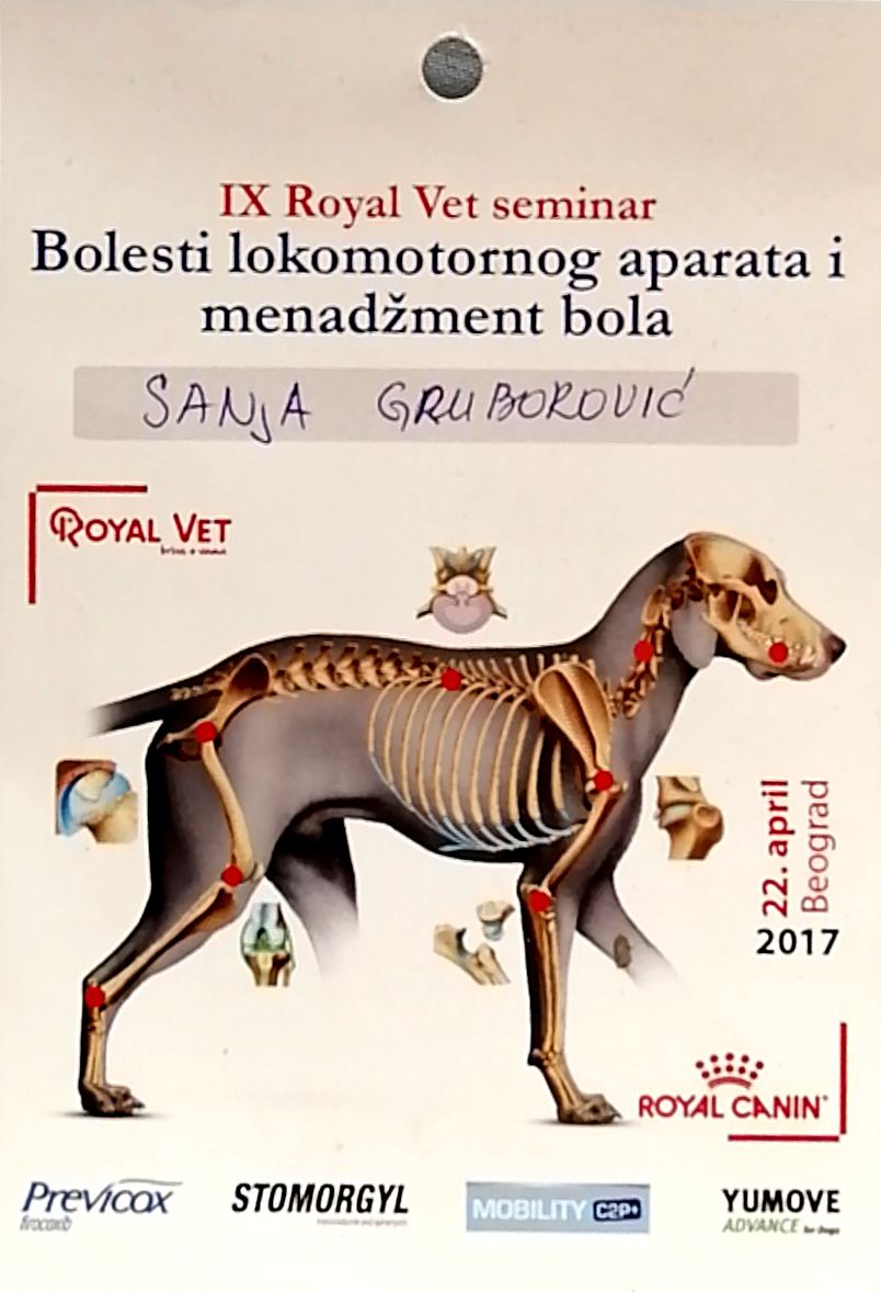 (22.4.2017. РС, Београд) IX Royal Vet семинар ветеринара мале праксе - Болести локомоторног апарата и менаџмент бола